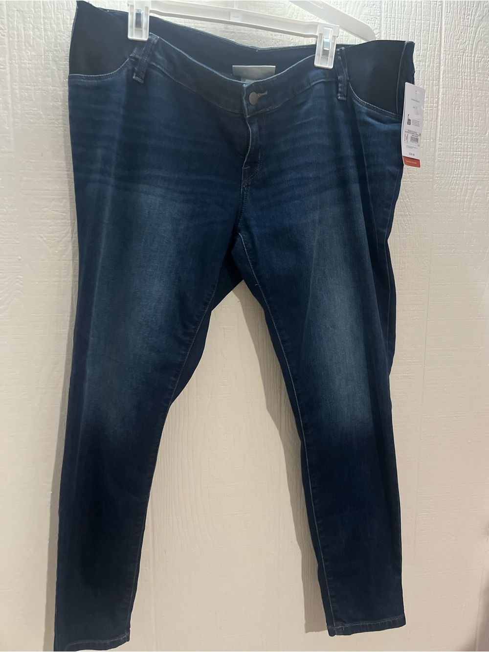Dark Blue Maternity Skinny Jeans with Stretch Panel
